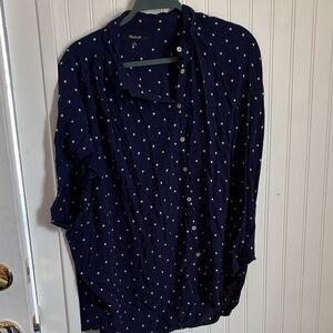 Madewell Boxy Fit Polka Dot Button-Up Blouse